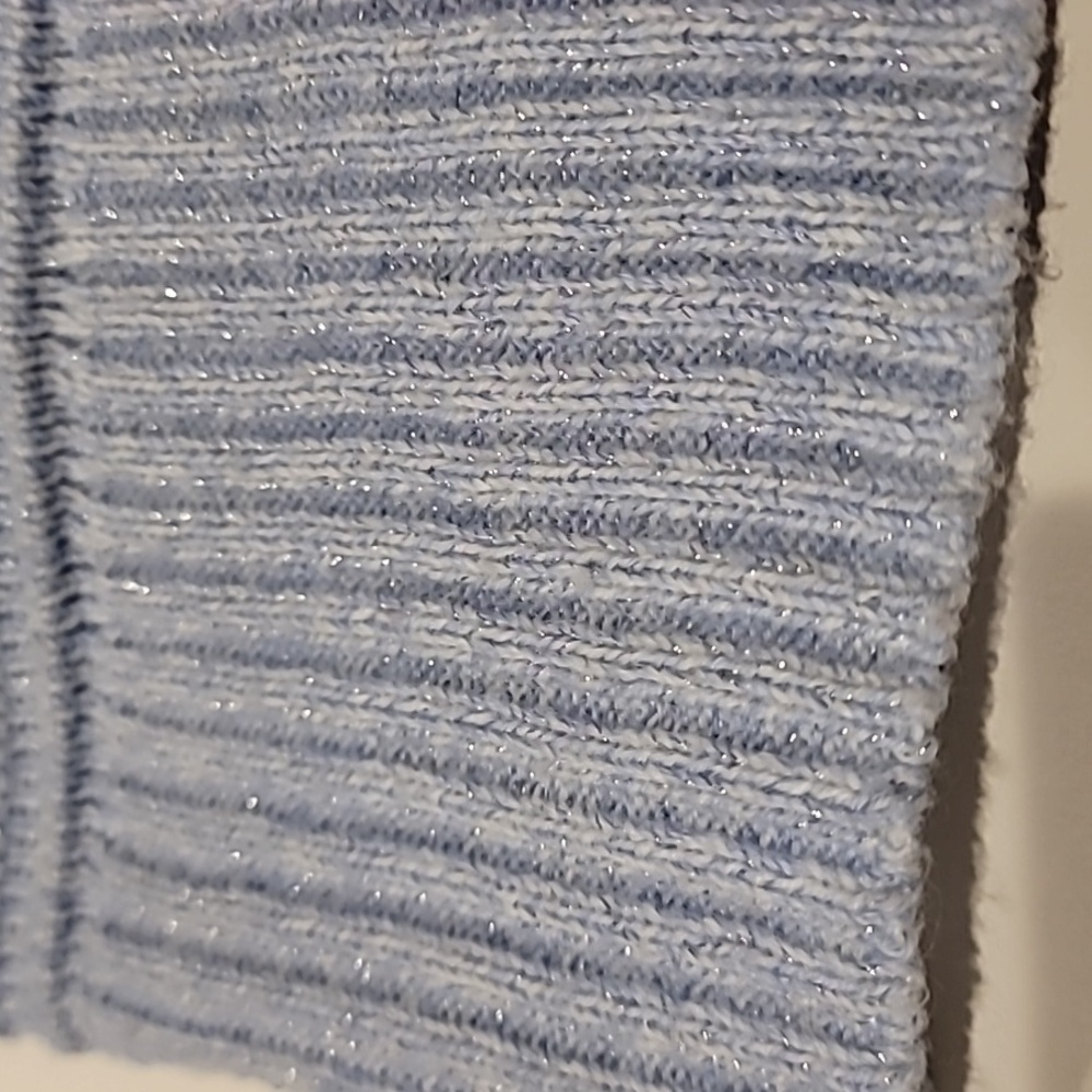 Nine West Sparkle Ribbed Knit Sweater Pastel Blue XS - Picture 7 of 13